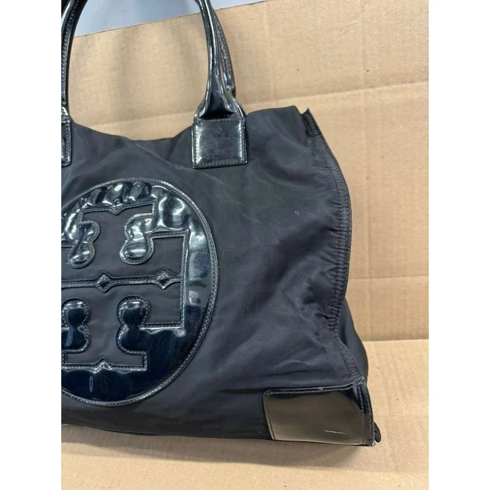Tory Burch Ella Oversized Logo Patch‎ Recycled Nylon Tote Bag Black Large